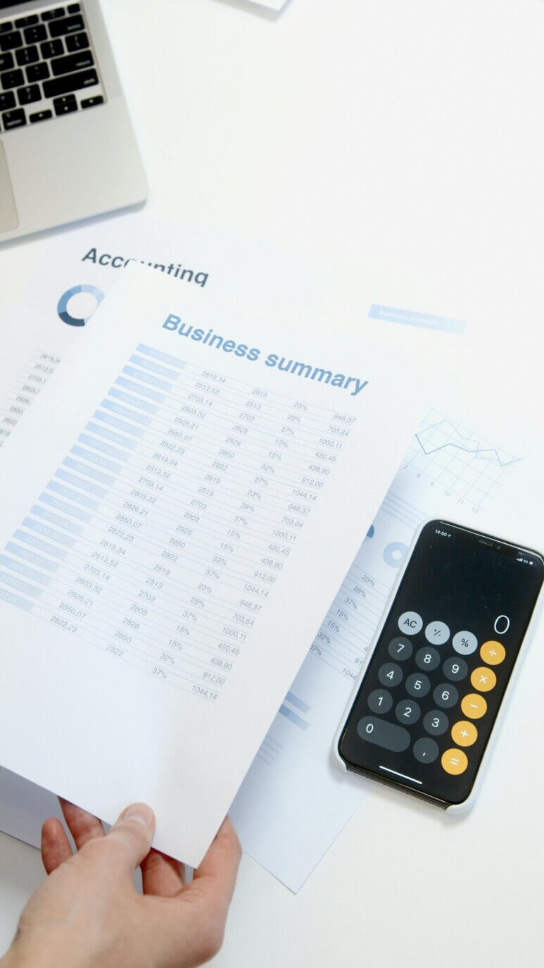 Business professional reviewing financial documents